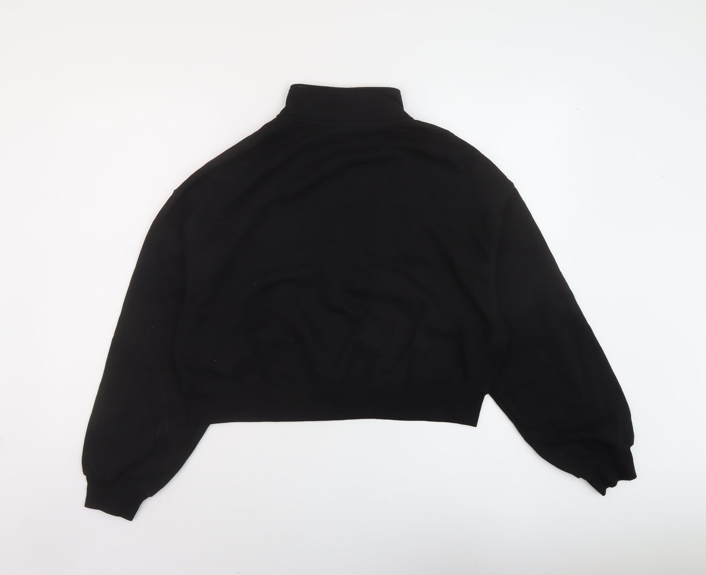 H&, Womens Black Cotton Pullover Sweatshirt Size L Zip