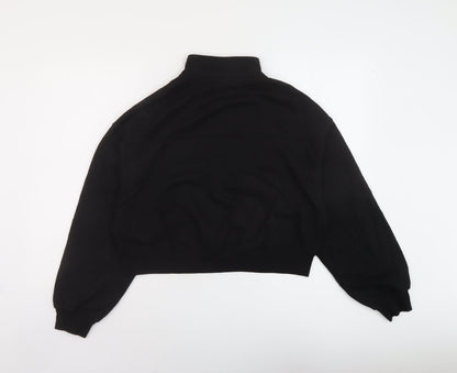 H&M Womens Black Cotton Pullover Sweatshirt Size L Zip