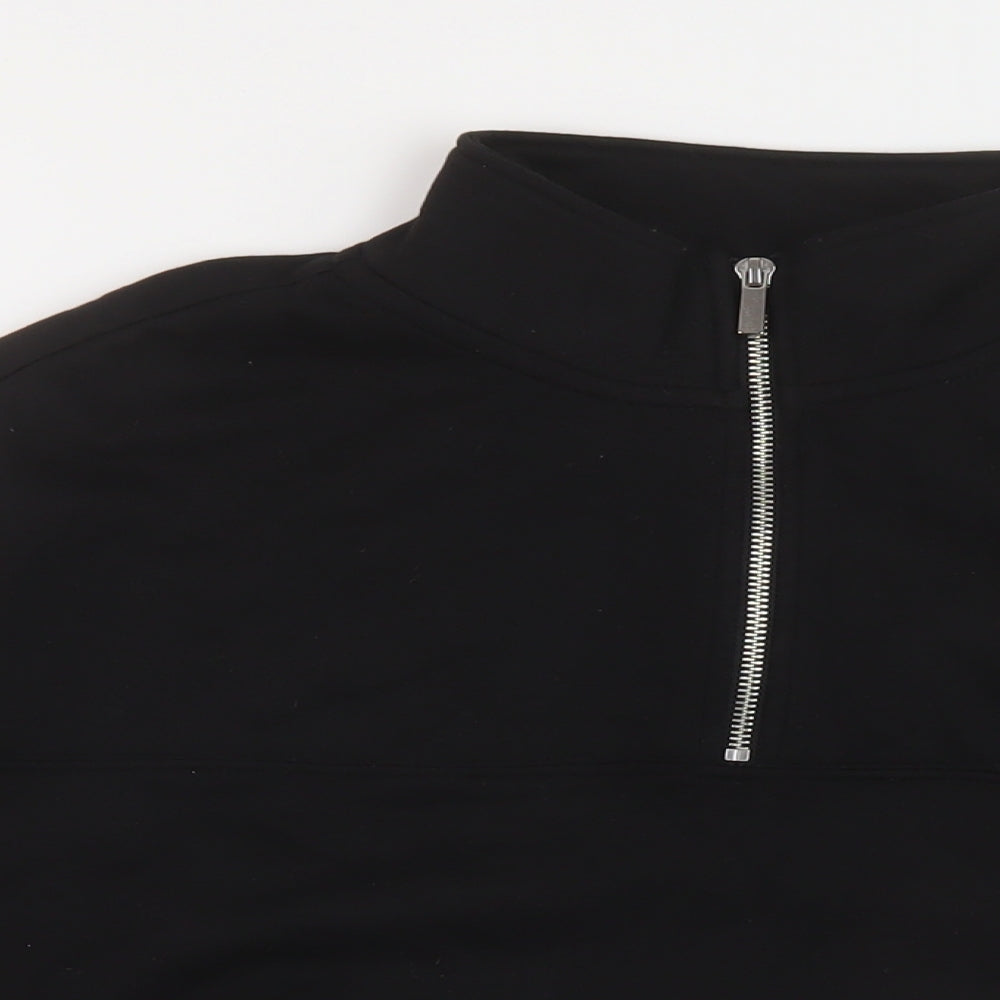 H&, Womens Black Cotton Pullover Sweatshirt Size L Zip