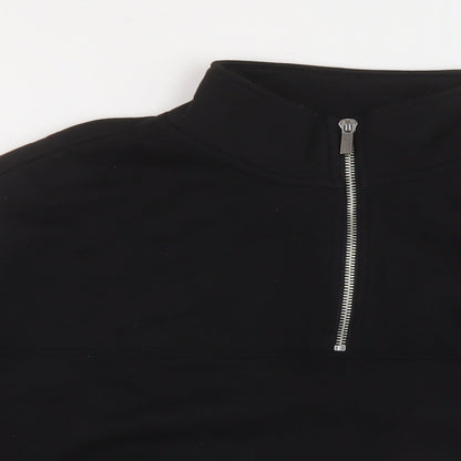 H&M Womens Black Cotton Pullover Sweatshirt Size L Zip