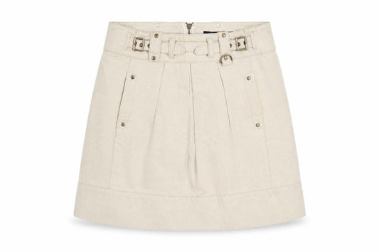 French Connection Womens Beige Cotton A-Line Skirt Size 10 Zip