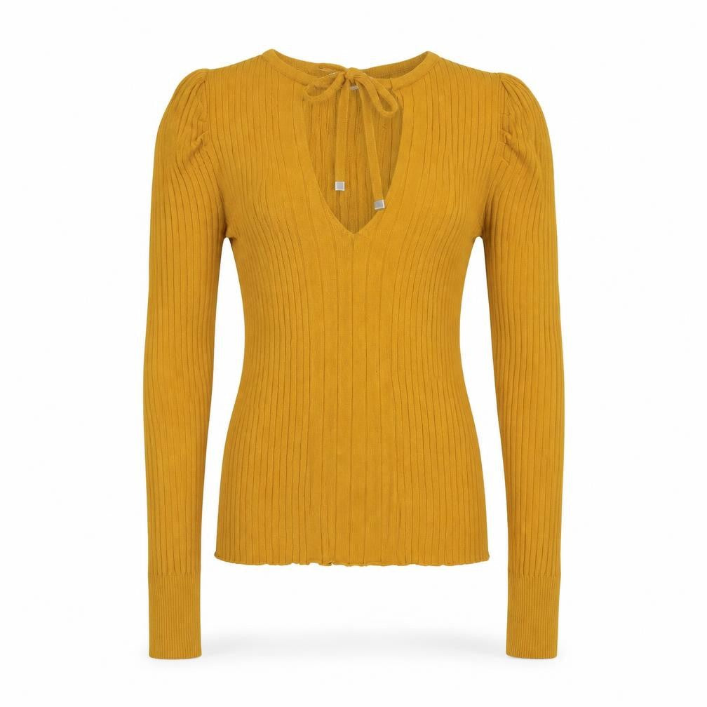 NEXT Womens Yellow V-Neck Viscose Pullover Jumper Size 8