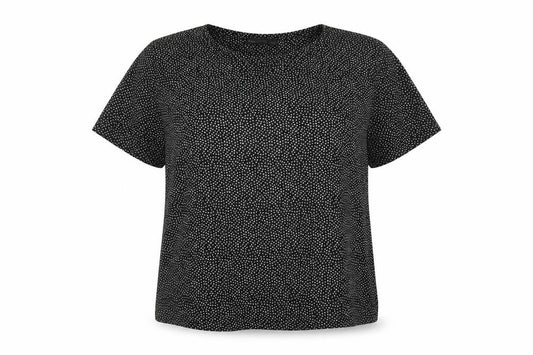 Marks and Spencer Womens Black Geometric Polyester Basic T-Shirt Size 16 Round Neck
