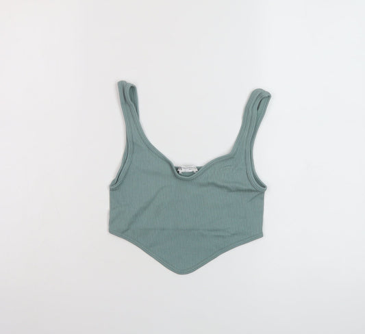 Zara Womens Green Polyamide Cropped Tank Size XS Round Neck