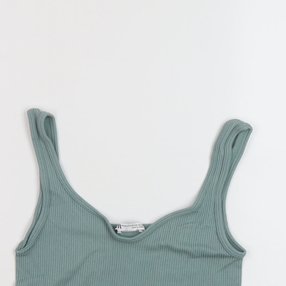 Zara Womens Green Polyamide Cropped Tank Size XS Round Neck