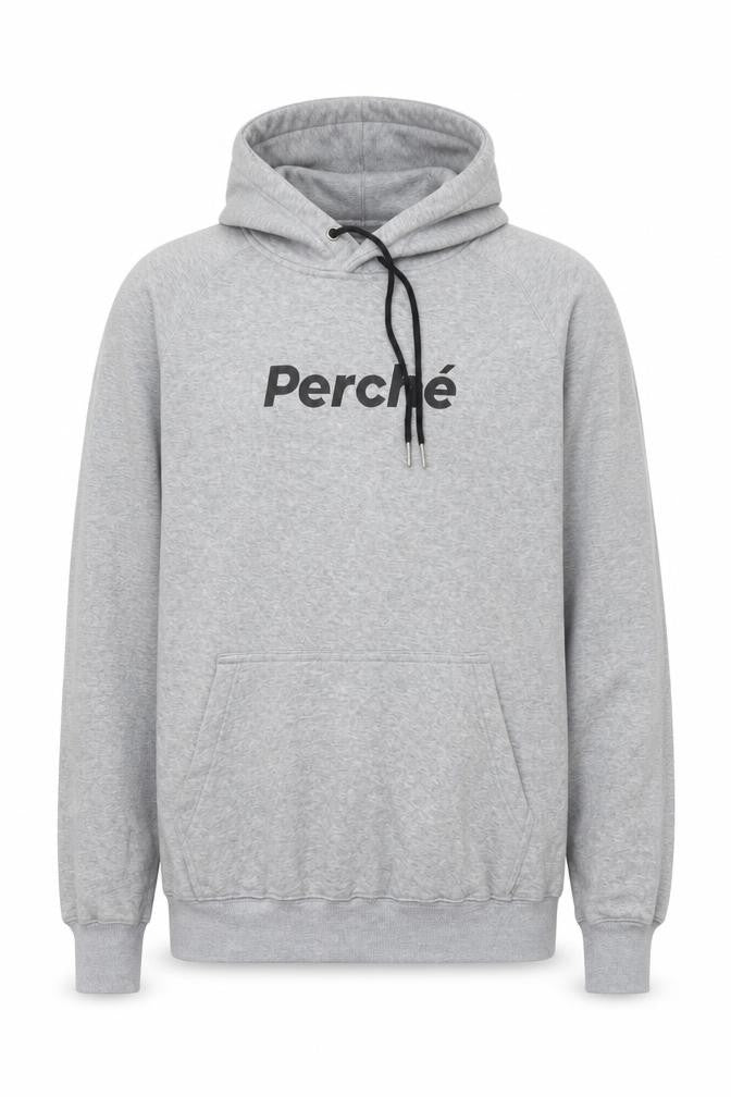 Perché Mens Grey Cotton Pullover Hoodie Size M