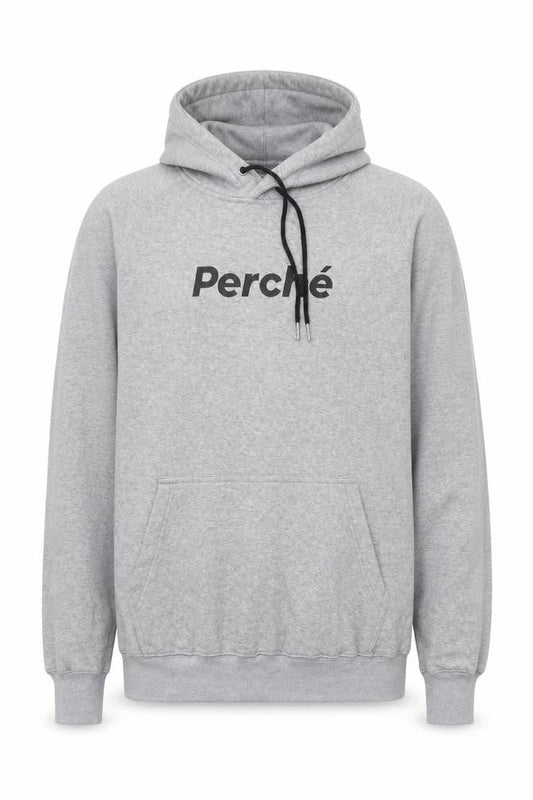 Perché Mens Grey Cotton Pullover Hoodie Size M