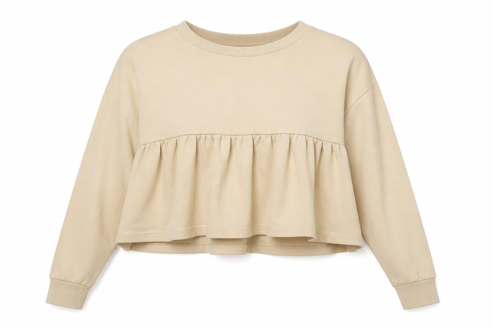 Zara Womens Beige Cotton Pullover Sweatshirt Size M Pullover