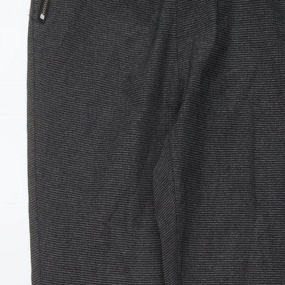 Close-up detail of EDC women’s grey viscose trousers, size UK 10, 31-inch leg regular snap