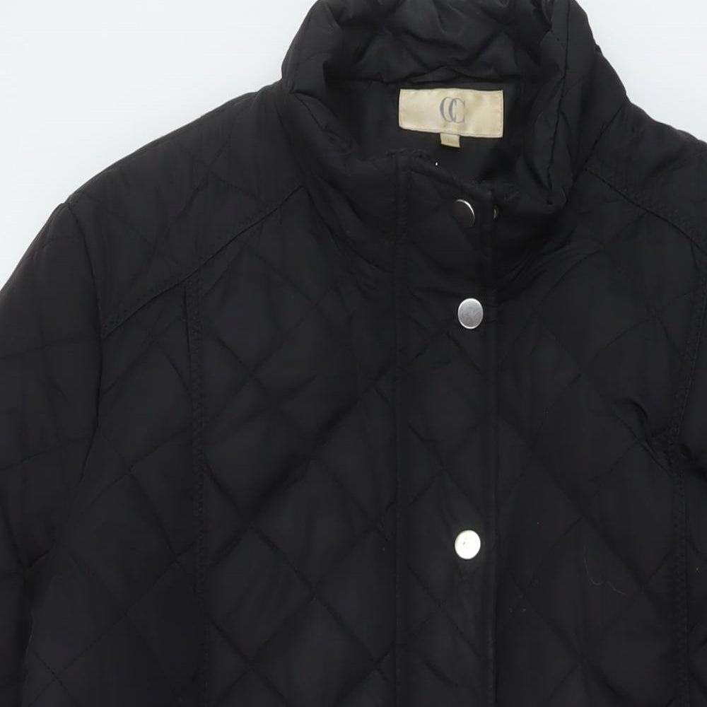 CC Womens Black Quilted Jacket Size L Zip