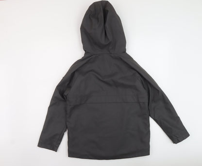 Back view of Zara boys’ grey rain coat coat, size 10, years zip