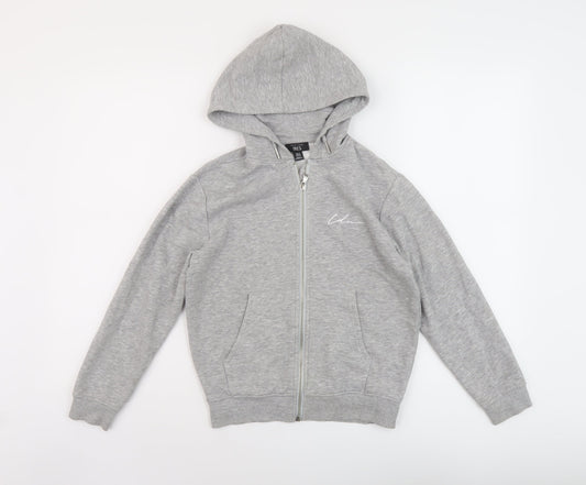 New Look Girls Grey Cotton Full Zip Hoodie Size 9 Years Zip