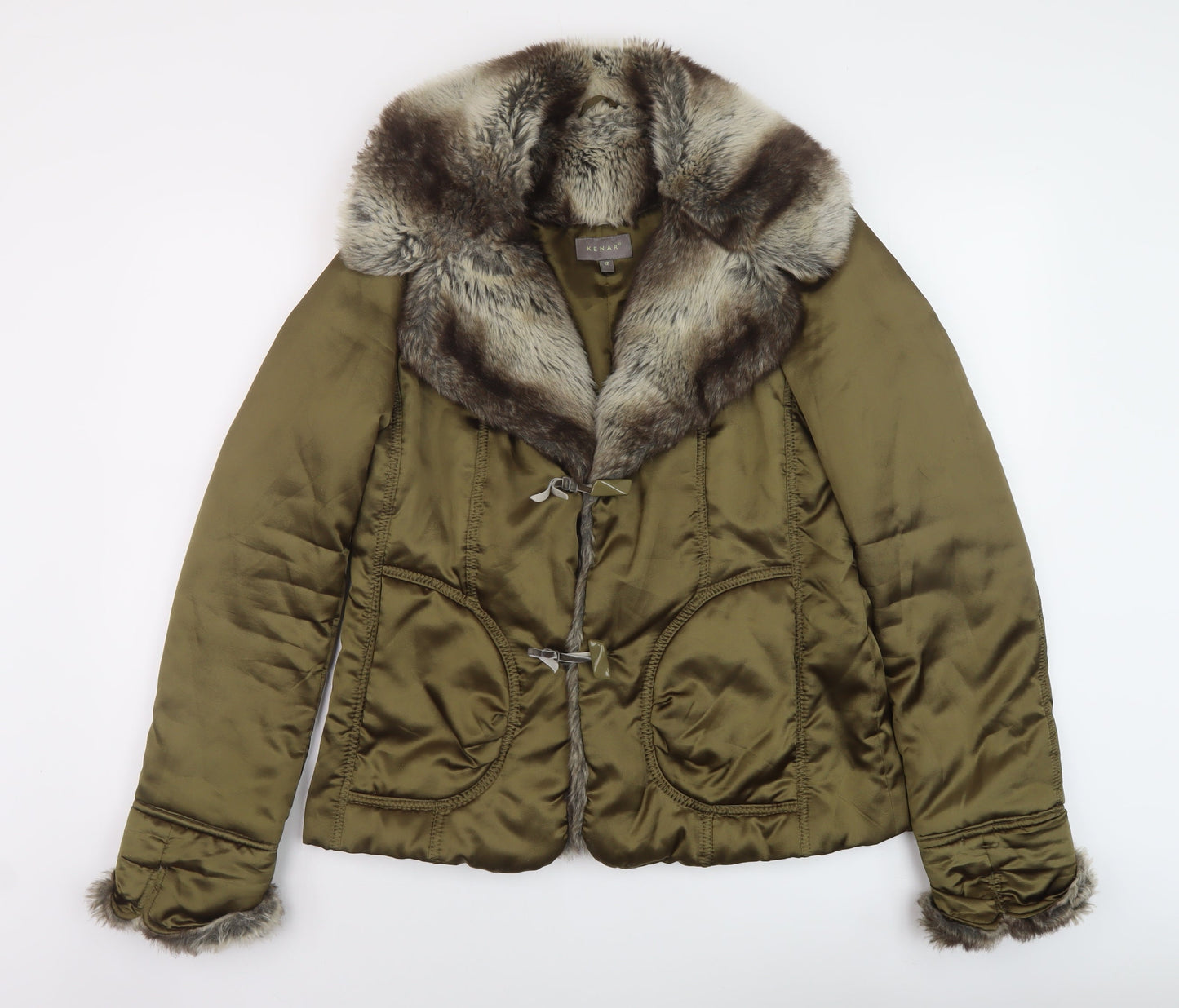 Kenar Womens Green Jacket Size 12 Toggle