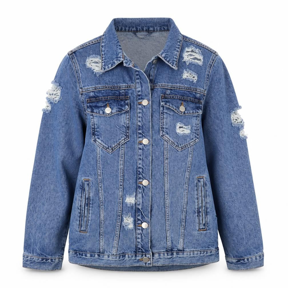 Denim & Co. Womens Blue Jacket Size 10 Button