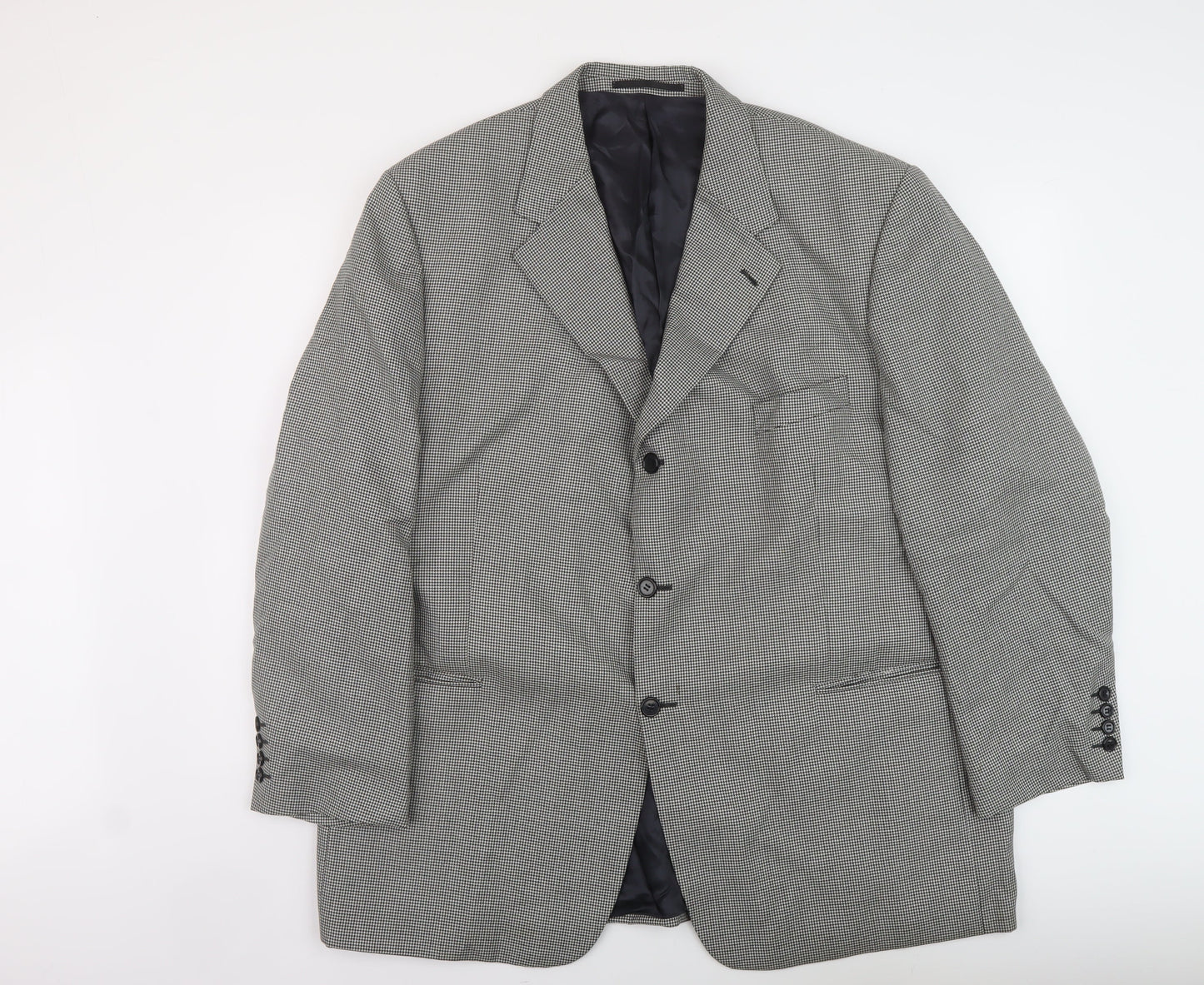 Jonathan Chrles Mens Black Geometric Wool Jacket Suit Jacket Size 50 Regular