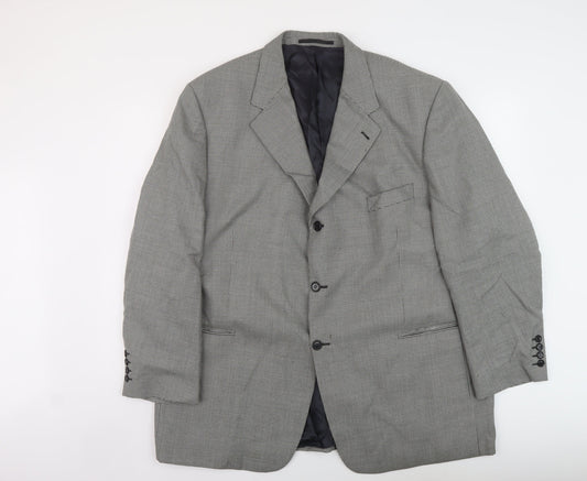 Jonathan Chrles Mens Black Geometric Wool Jacket Suit Jacket Size 50 Regular