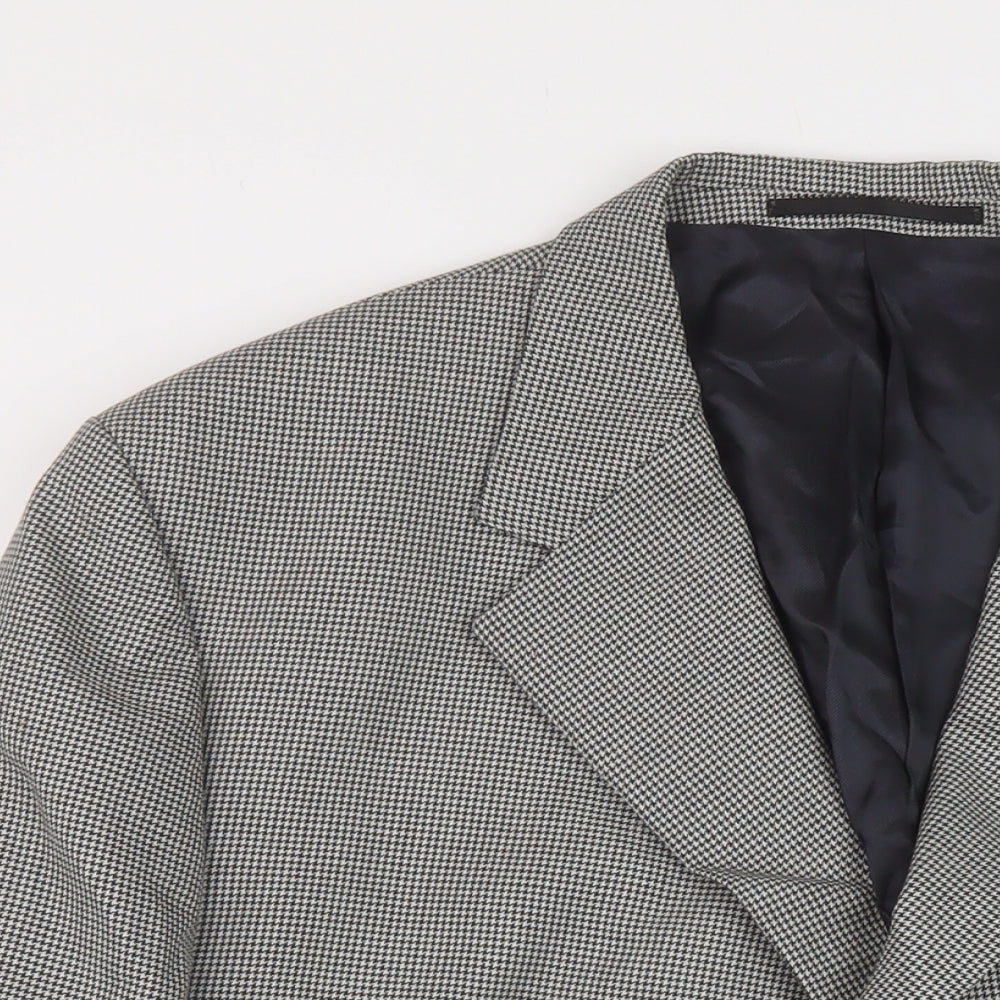 Jonathan Chrles Mens Black Geometric Wool Jacket Suit Jacket Size 50 Regular