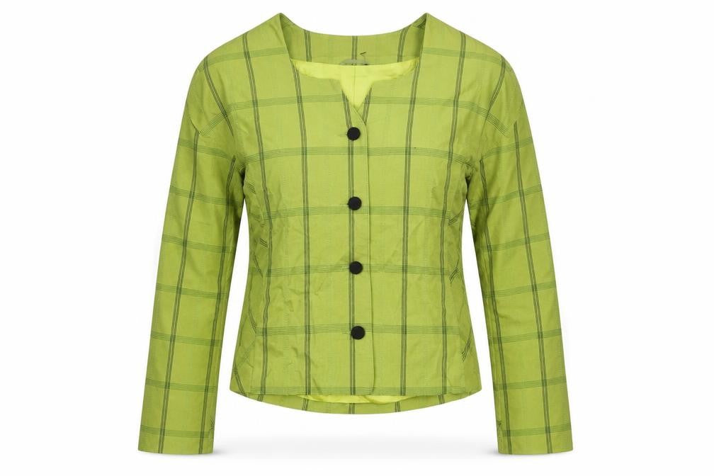 Homlles Womens Green Plaid Jacket Size 8 Button