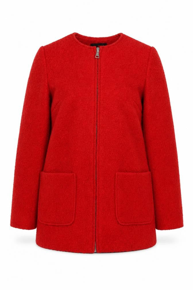 New Look Womens Red Pea Coat Coat Size 8 Zip
