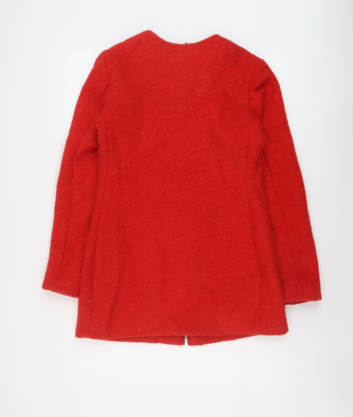 New Look Womens Red Pea Coat Coat Size 8 Zip