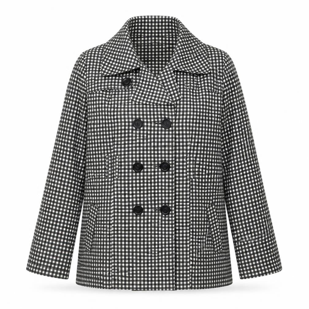New Look Womens Black Check Jacket Size 14 Button