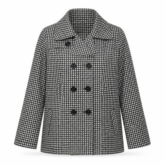 New Look Womens Black Check Jacket Size 14 Button