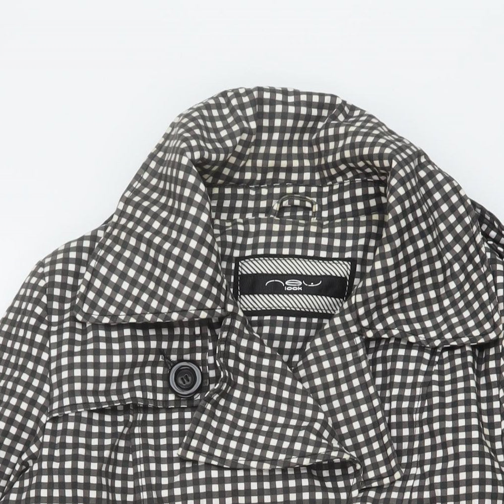 New Look Womens Black Check Jacket Size 14 Button