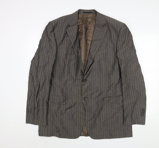 Ermenegildo Zegna Mens Grey Striped Mohair Jacket Suit Jacket Size 42 Regular