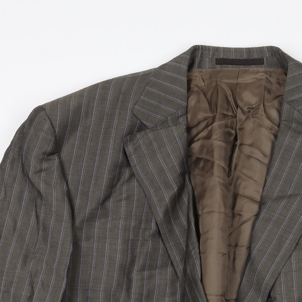 Ermenegildo Zegna Mens Grey Striped Mohair Jacket Suit Jacket Size 42 Regular