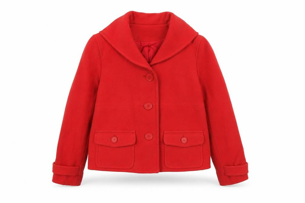 Jones New York Womens Red Pea Coat Coat Size S Button