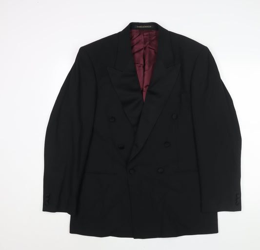St Michael Mens Black Polyester Tuxedo Suit Jacket Size 40 Regular - Satin Lapel