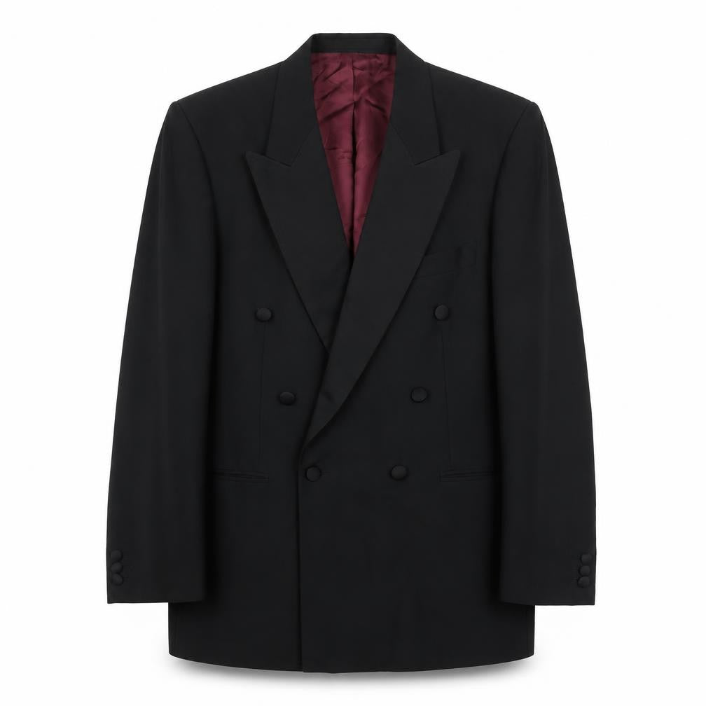 St Michael Mens Black Polyester Tuxedo Suit Jacket Size 40 Regular - Satin Lapel