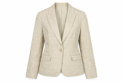 Tahari Womens Beige Geometric Cotton Jacket Suit Jacket Size 10
