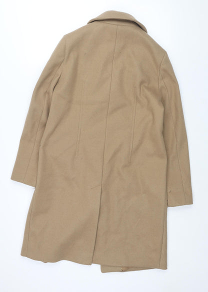 Marks & Spencer Womens Brown Overcoat Coat Size 10 Snap
