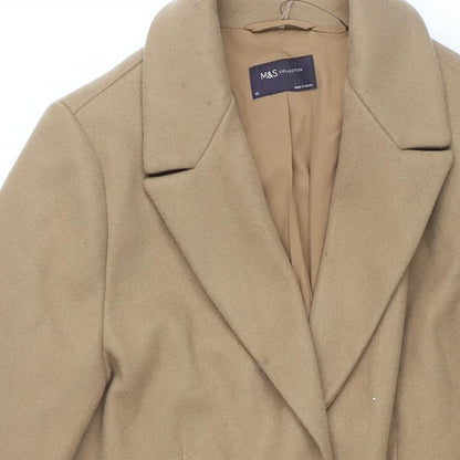Marks & Spencer Womens Brown Overcoat Coat Size 10 Snap