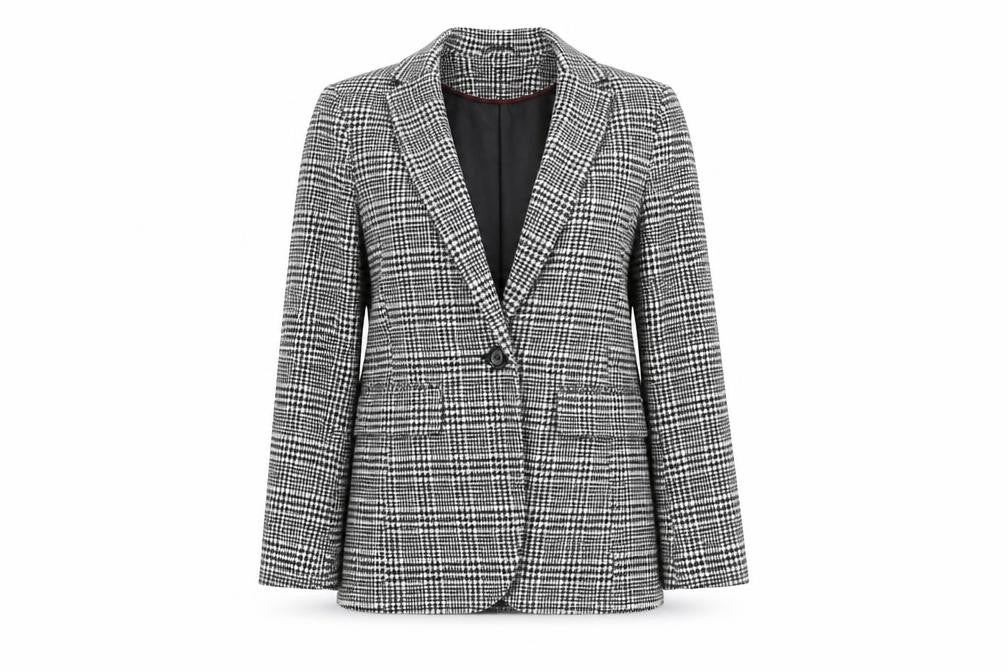 New Look Womens Black Check Jacket Blazer Size 10 Button