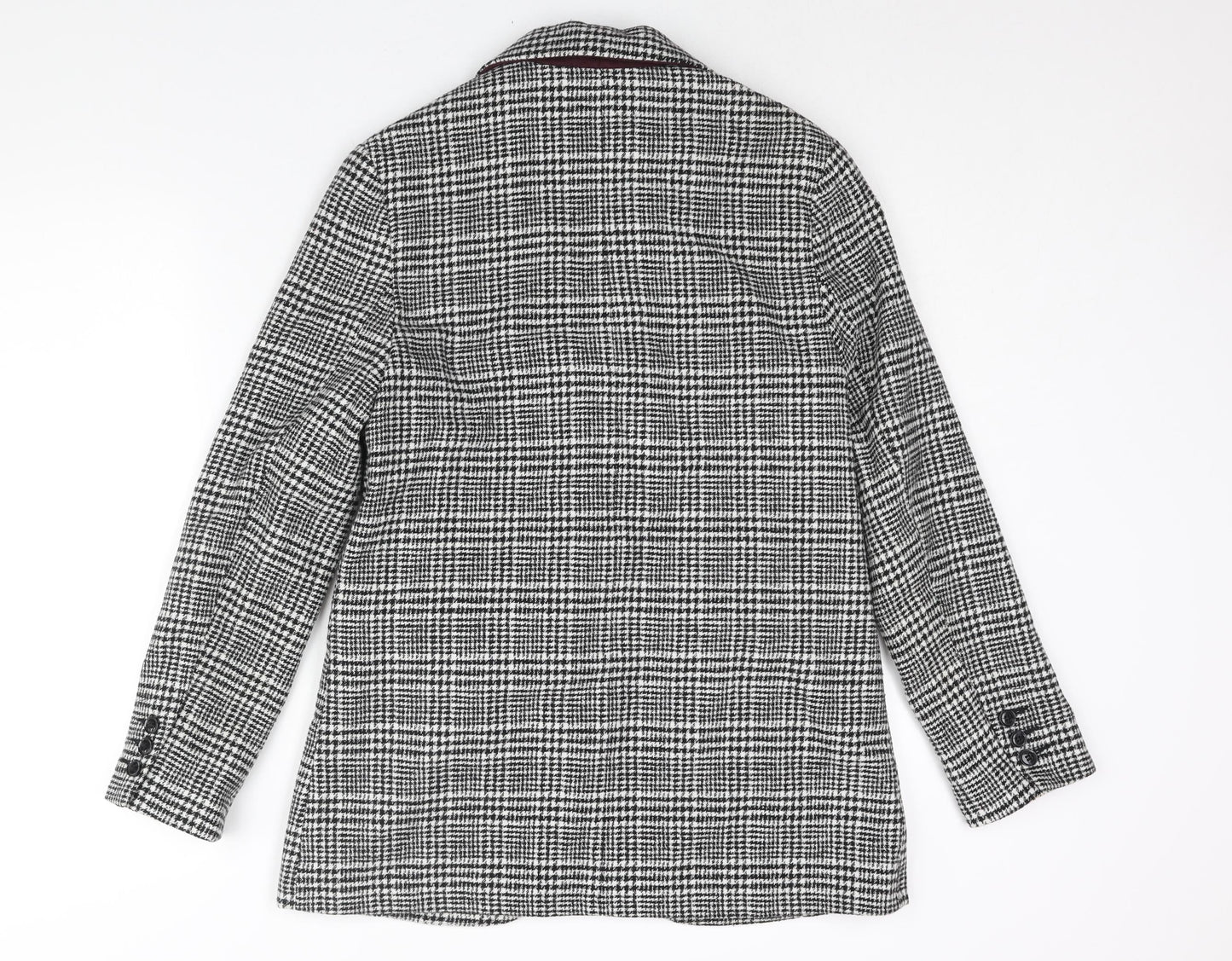 New Look Womens Black Check Jacket Blazer Size 10 Button