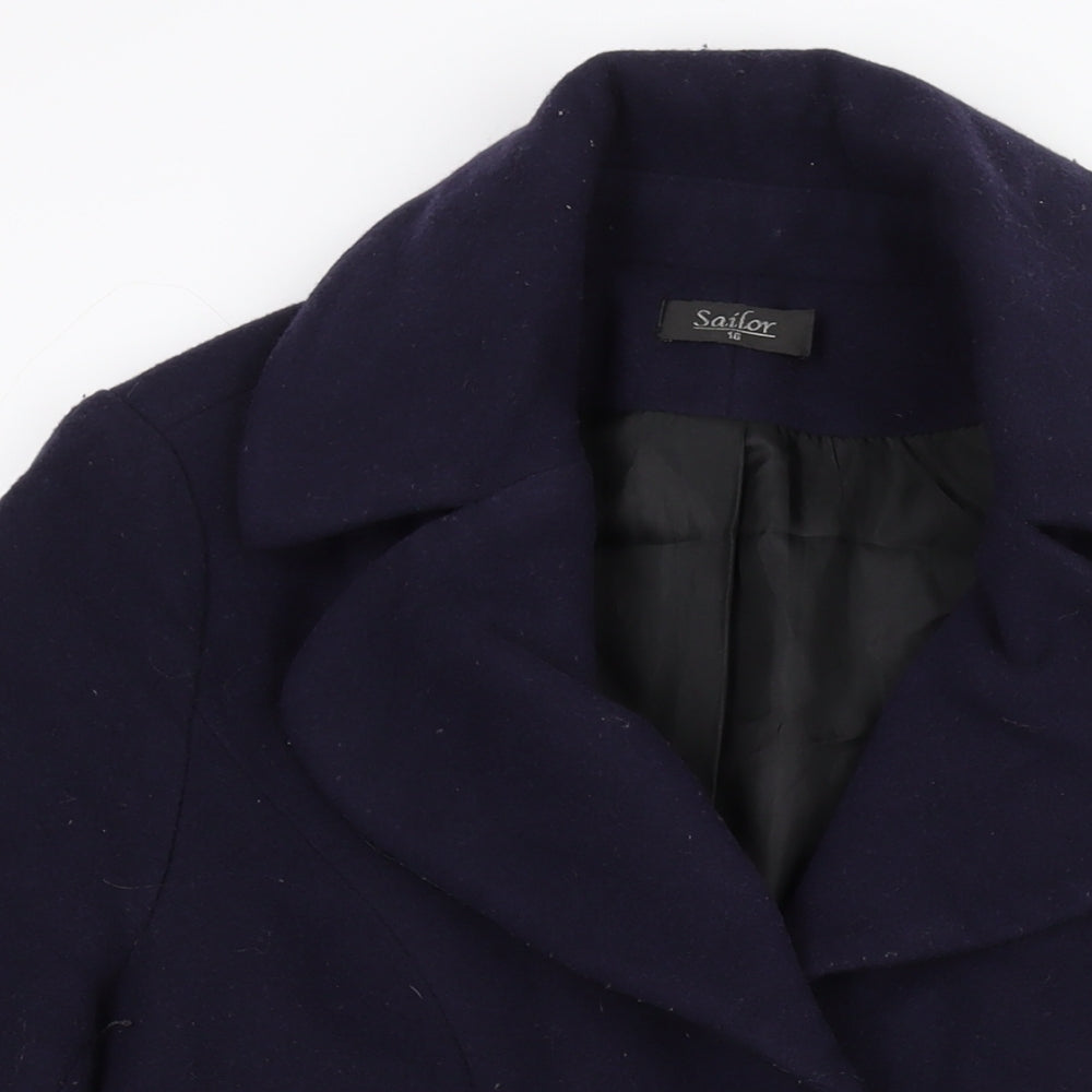 Sailor Womens Blue Overcoat Coat Size 16 Button