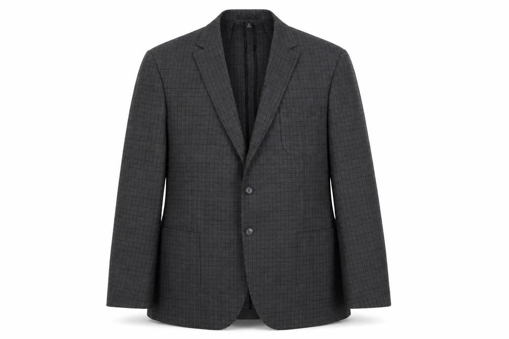 Marks & Spencer Mens Grey Check Polyester Jacket Suit Jacket Size 46 Regular - Unlined