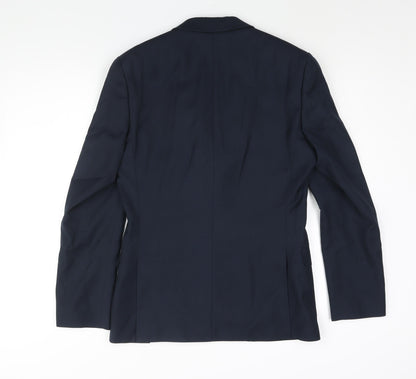 Back view of Red Herring men’s blue polyester jacket suit jacket, size 36, regular