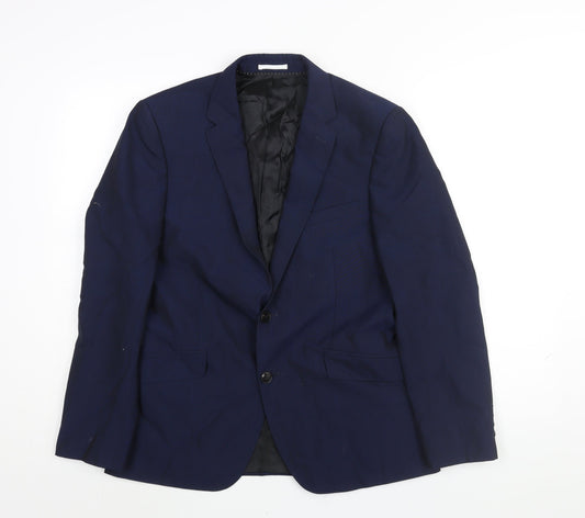 John Lewis Mens Blue Wool Jacket Suit Jacket Size 38 Regular
