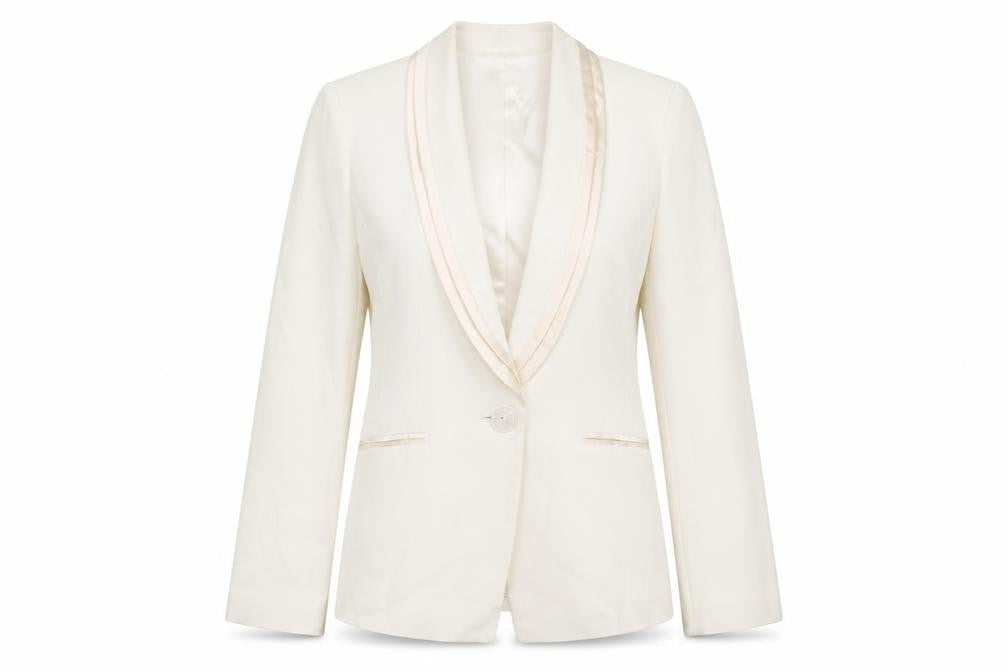 Planet Womens White Acetate Jacket Suit Jacket Size 8 - Satin Detail