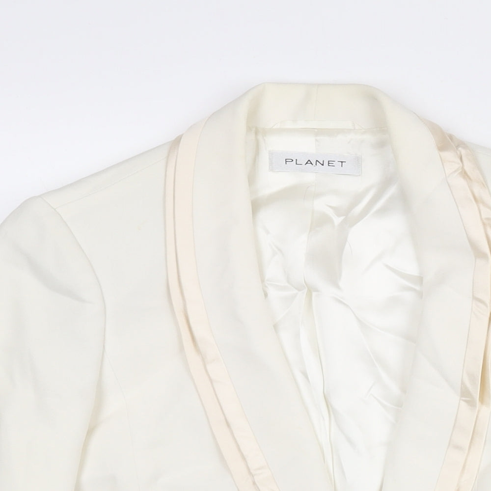 Planet Womens White Acetate Jacket Suit Jacket Size 8 - Satin Detail