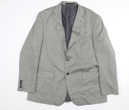 Marks and Spencer Mens Grey Herringbone Polyester Jacket Suit Jacket Size 44 Regular