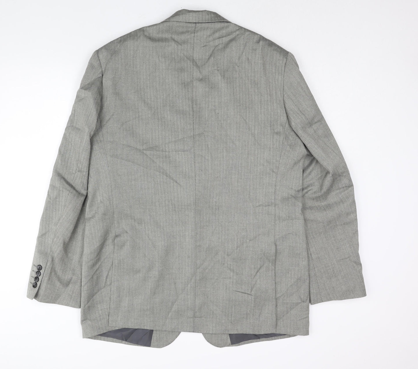 Marks and Spencer Mens Grey Herringbone Polyester Jacket Suit Jacket Size 44 Regular