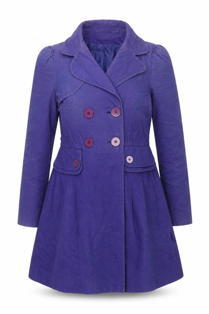 Oasis Womens Purple Overcoat Coat Size L Button - Double Breasted