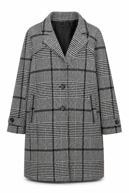 Terranova Womens Black Check Overcoat Coat Size XL Button
