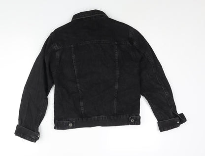 Back view of Denim & Co. women’s black jacket, size UK 10, button - distressed