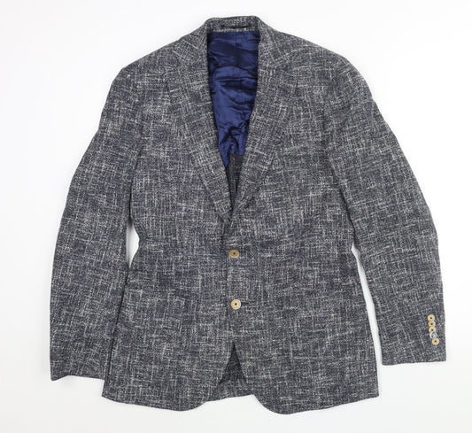Circle of Gentlemen Mens Blue Cotton Jacket Suit Jacket Size 36 Regular