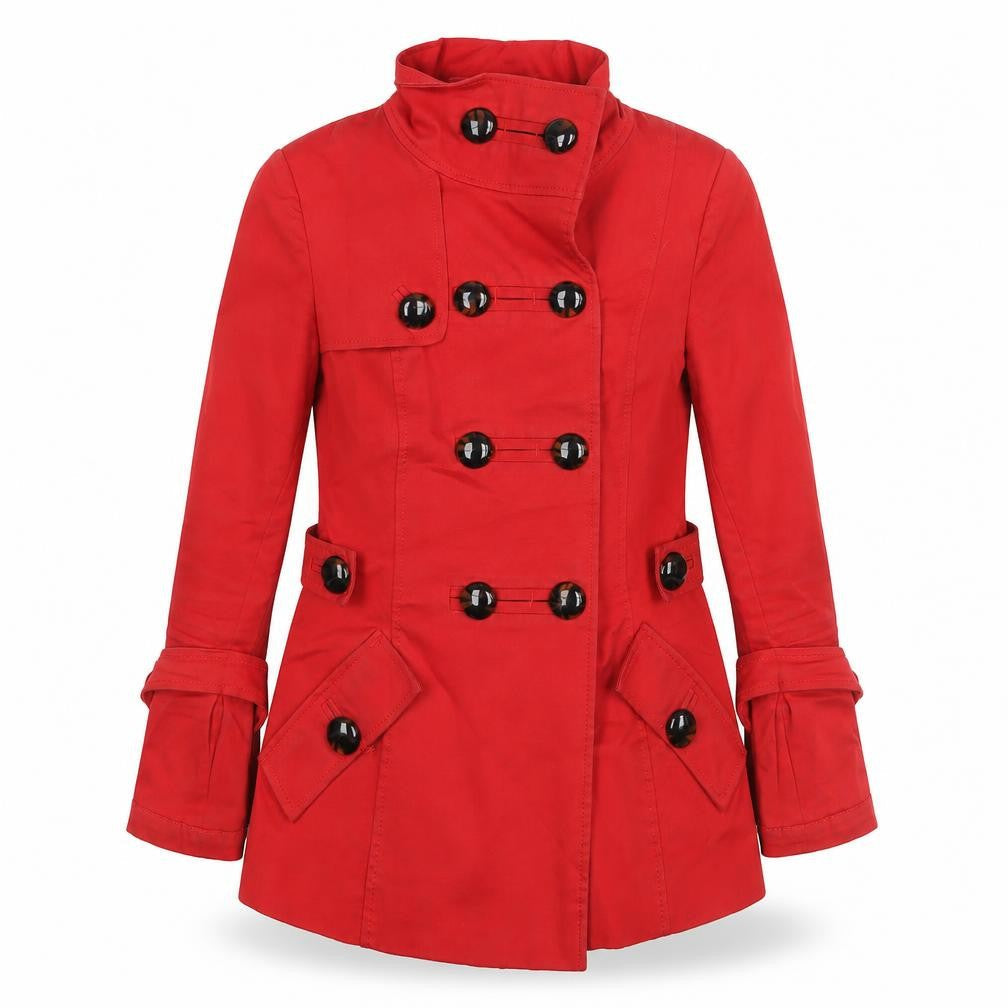 Zara Womens Red Trench Coat Coat Size S Button - Double Breasted